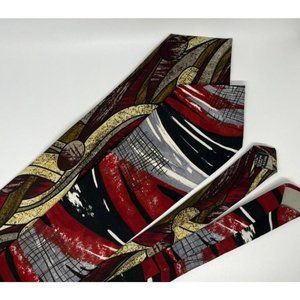 Lot of 2 Men's Designer Ketch Neckties Multicolor Red Abstract Made In USA